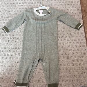 Cat & Jack Green Footies One Piece with Ribbed Knit